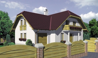 House with a garage, suitable as a semi-detached house.